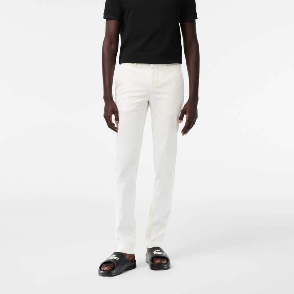 Lacoste Slim Fit Stretch Cotton Pants White | EFN-639014