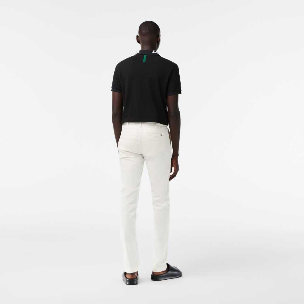 Lacoste Slim Fit Stretch Cotton Pants White | EFN-639014