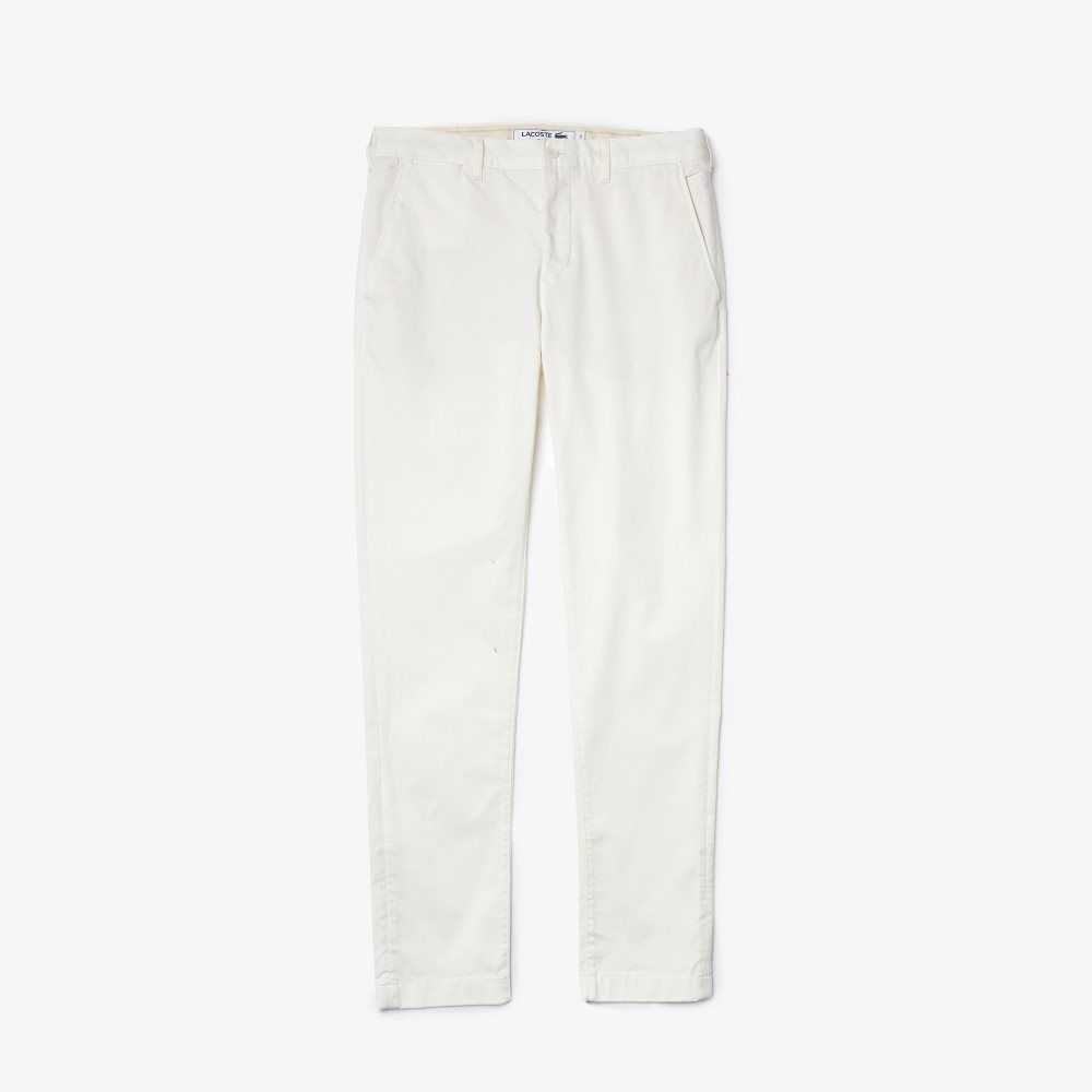 Lacoste Slim Fit Stretch Cotton Pants White | EFN-639014