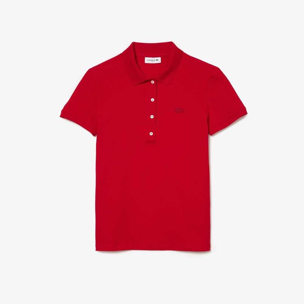 Lacoste Slim Fit Stretch Cotton Pique Polo Red | AVL-654071