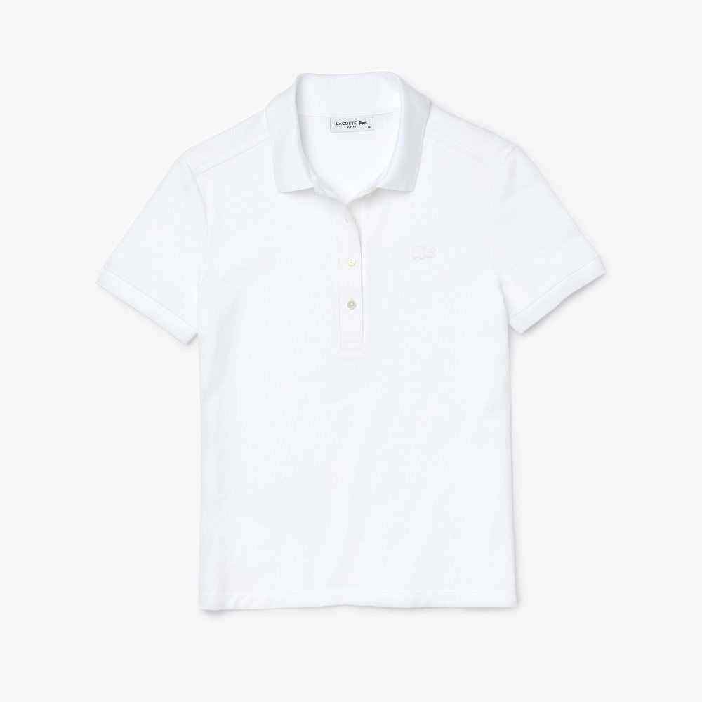 Lacoste Slim Fit Stretch Cotton Pique Polo White | KAD-531496