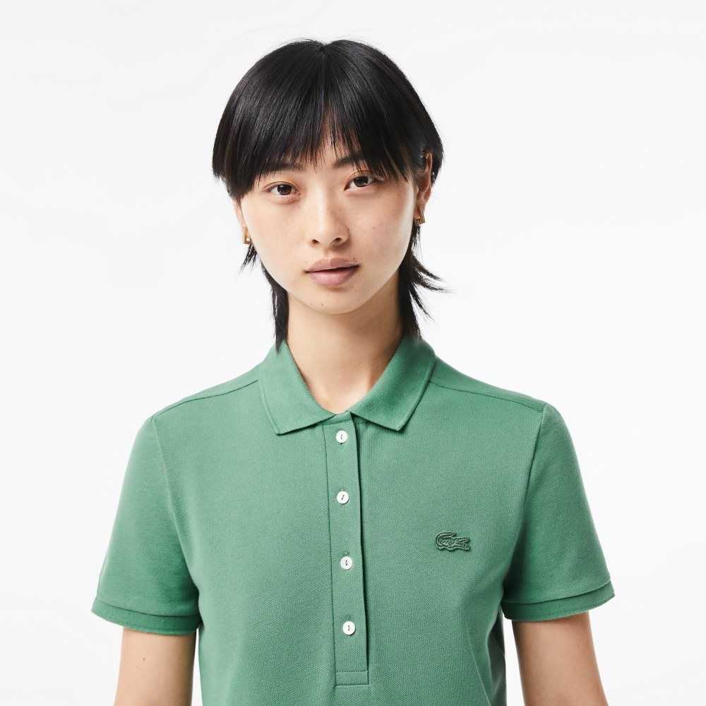 Lacoste Slim Fit Stretch Cotton Pique Polo Khaki Green | KMZ-258634