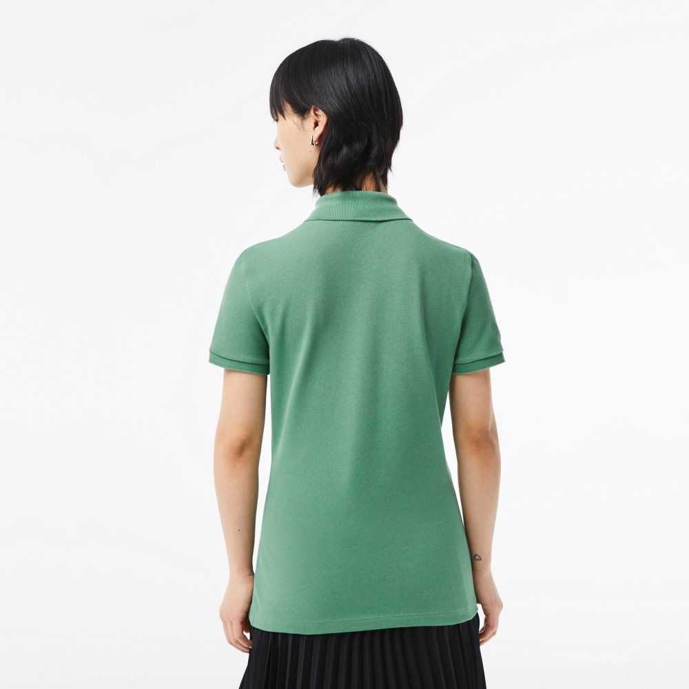 Lacoste Slim Fit Stretch Cotton Pique Polo Khaki Green | KMZ-258634