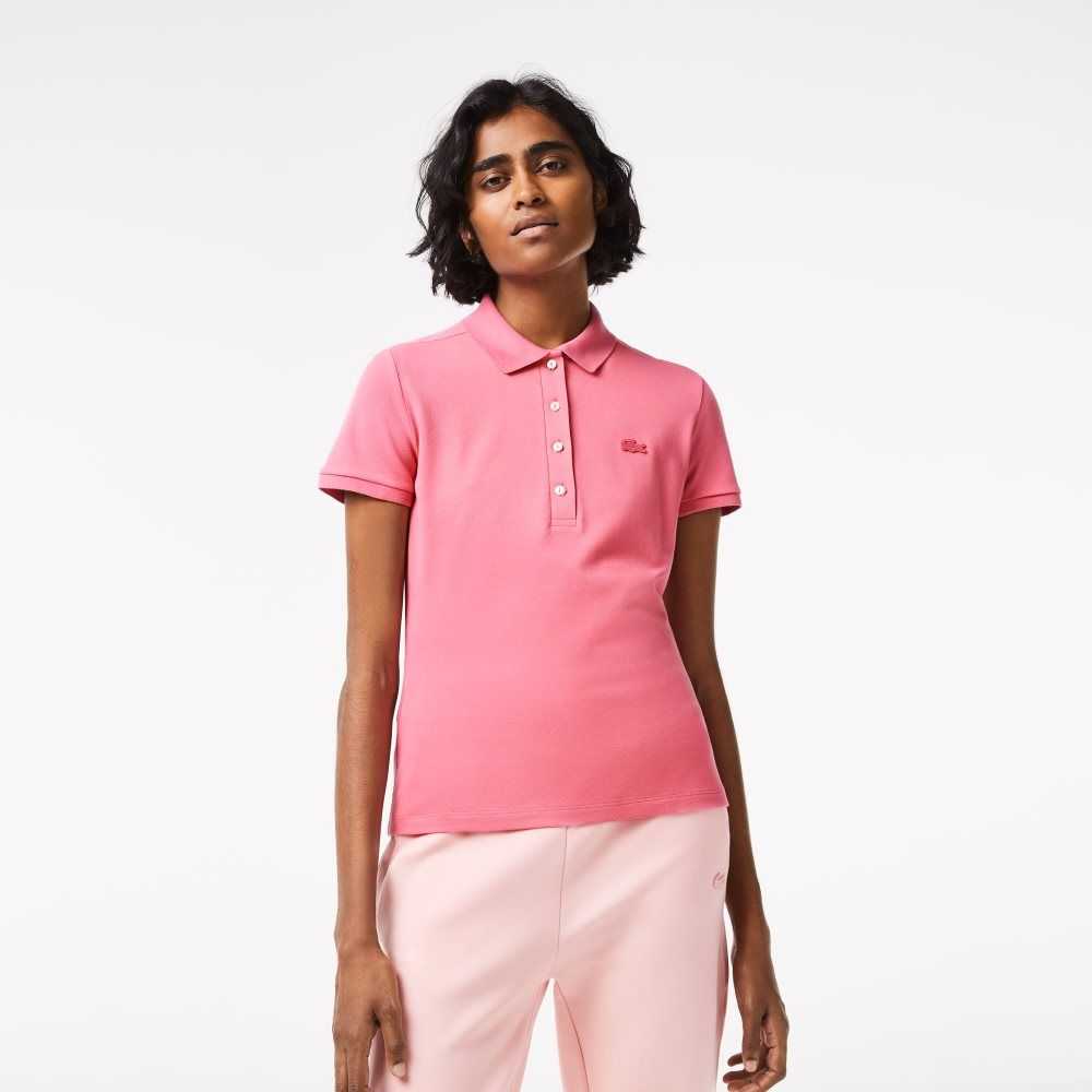 Lacoste Slim Fit Stretch Cotton Pique Polo Pink | OXW-716308