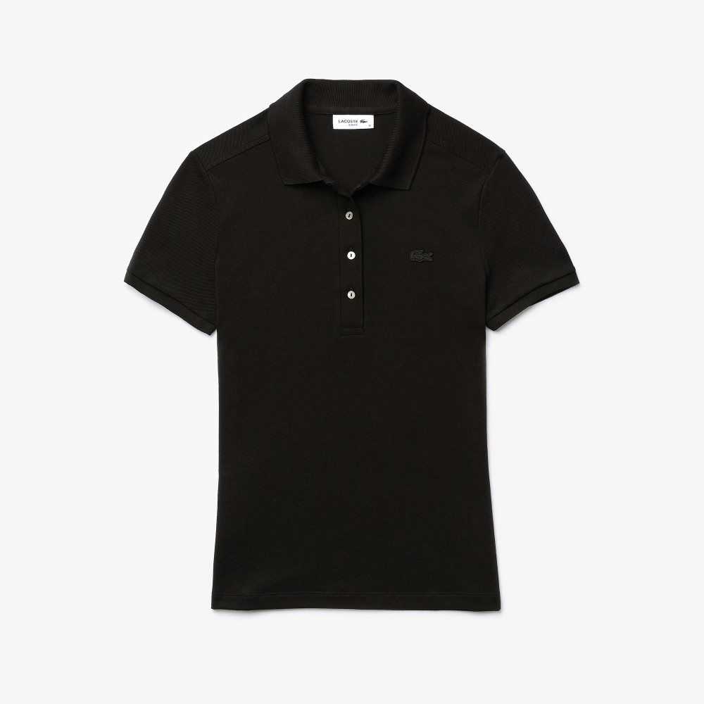 Lacoste Slim Fit Stretch Cotton Pique Polo Black | YJS-816574