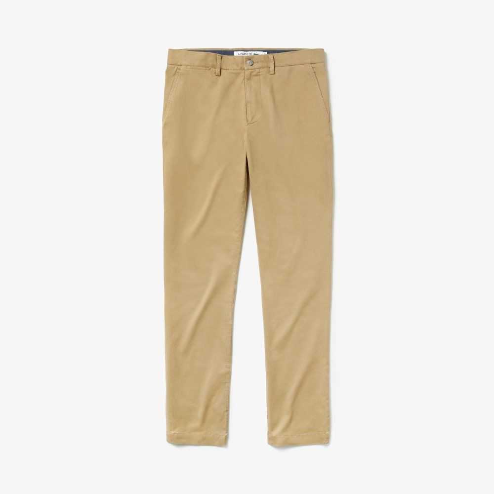 Lacoste Slim Fit Stretch Gabardine Pants Beige | PSQ-874263