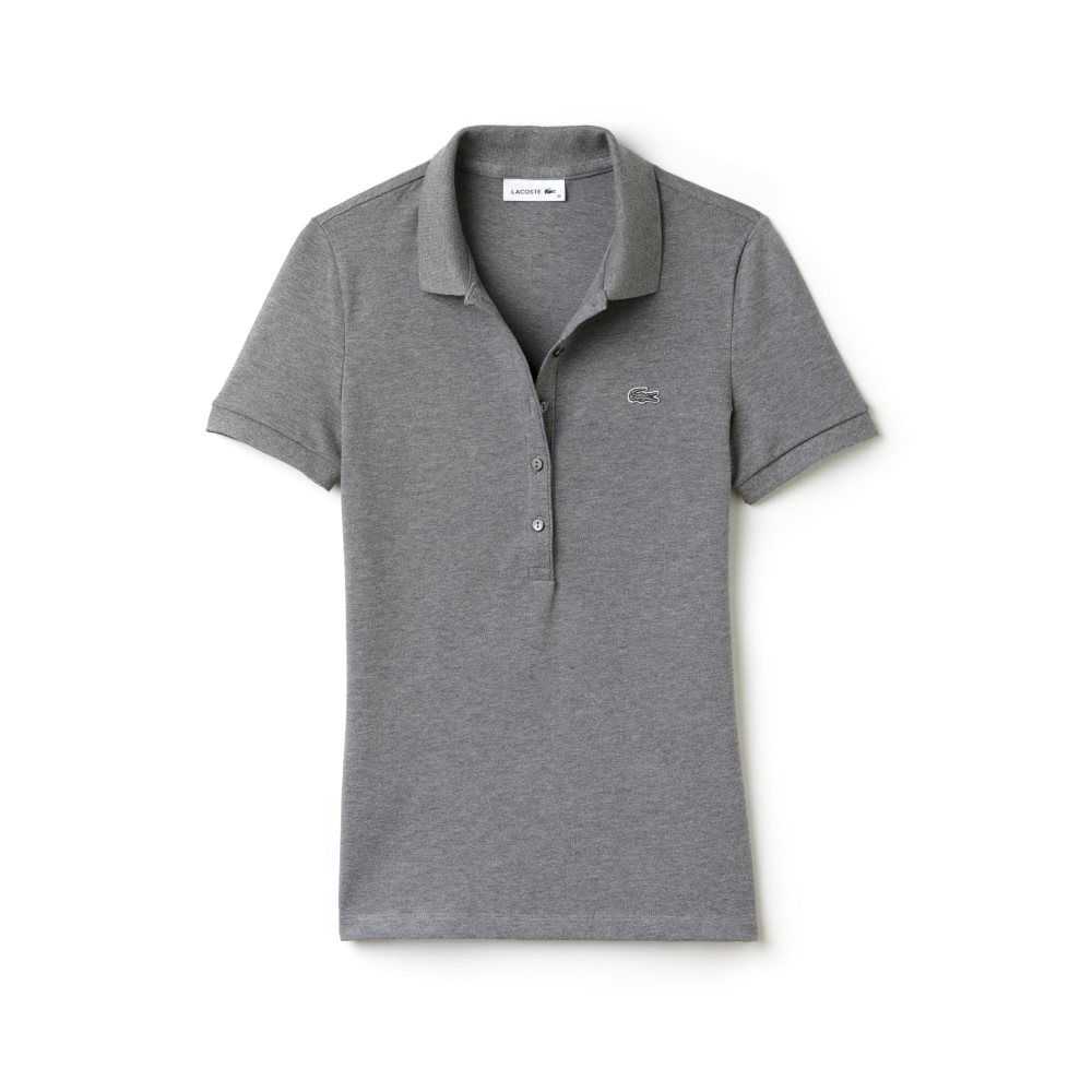 Lacoste Slim Fit Stretch Mini Cotton Pique Polo Grey | ZRH-805291