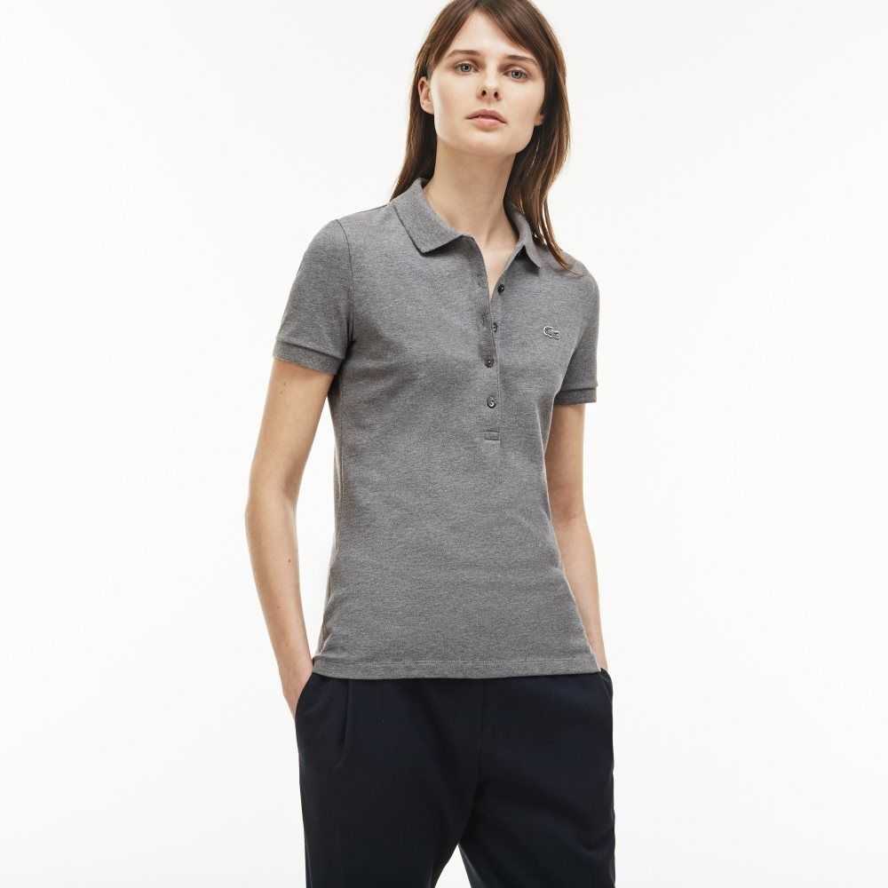 Lacoste Slim Fit Stretch Mini Cotton Pique Polo Grey | ZRH-805291