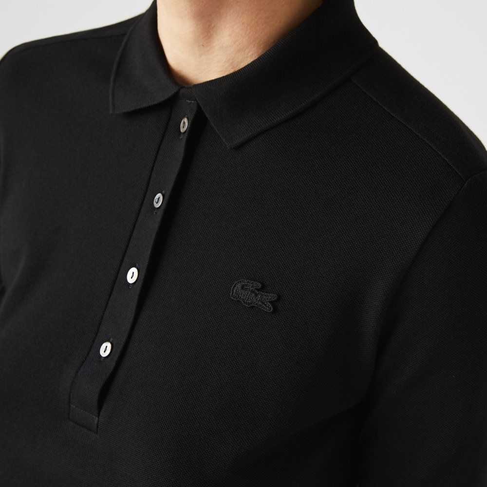 Lacoste Slim Fit Stretch Pique Polo Black | QSB-306812