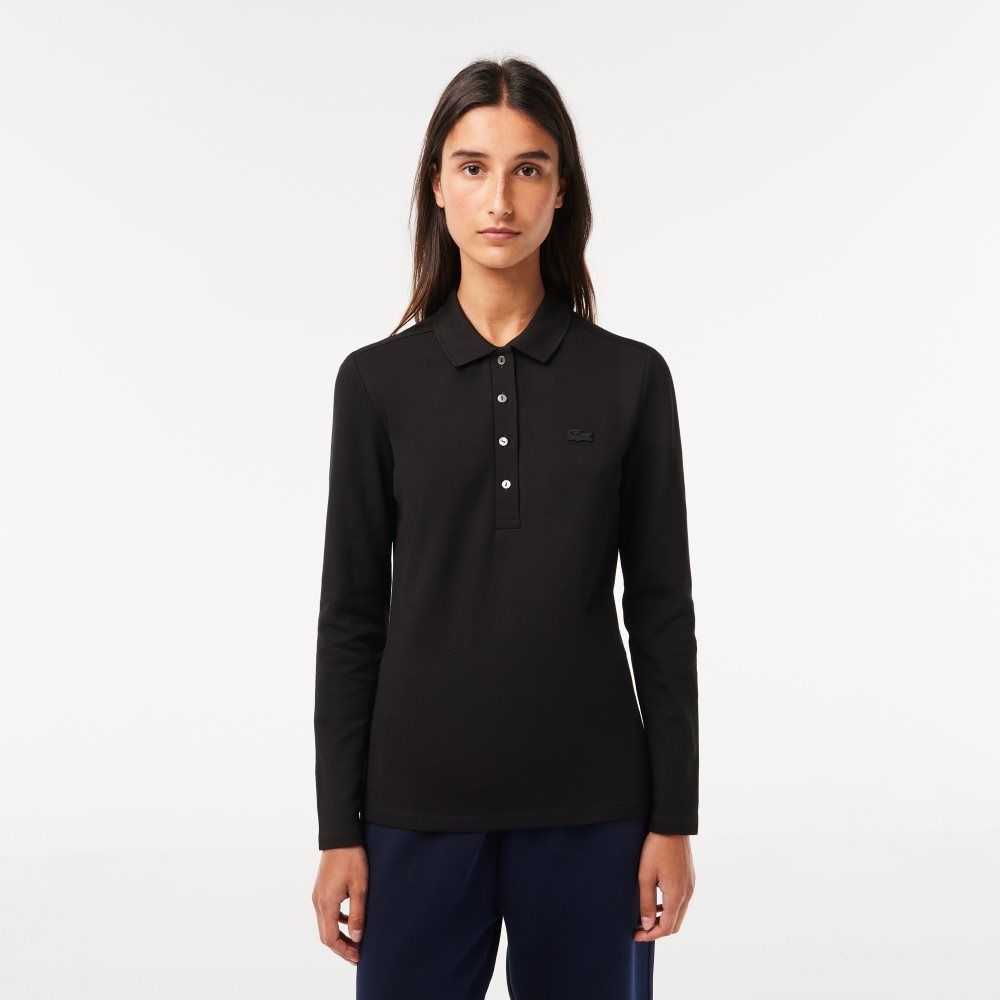 Lacoste Slim Fit Stretch Pique Polo Black | QSB-306812