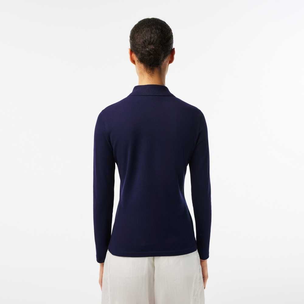 Lacoste Slim Fit Stretch Pique Polo Navy Blue | XDU-054786