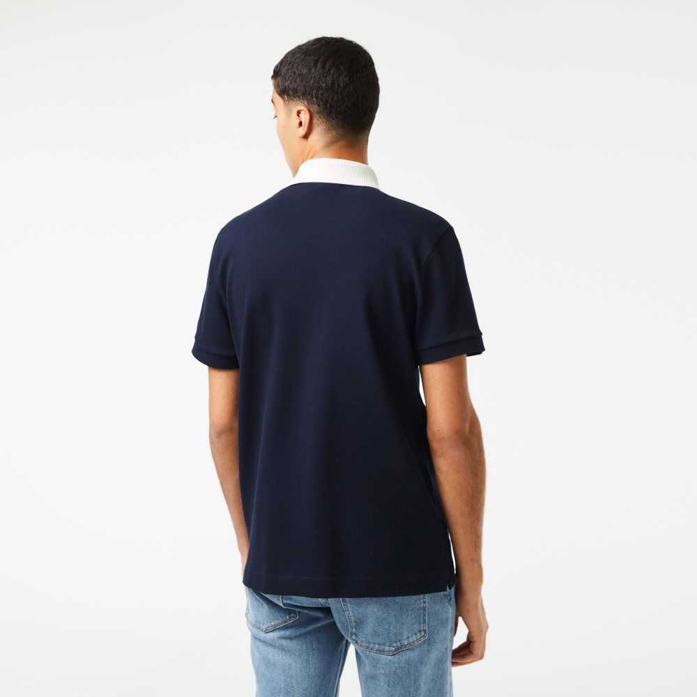 Lacoste Smart Paris Polo with cotton Petit Pique Navy Blue / White | XFI-439627