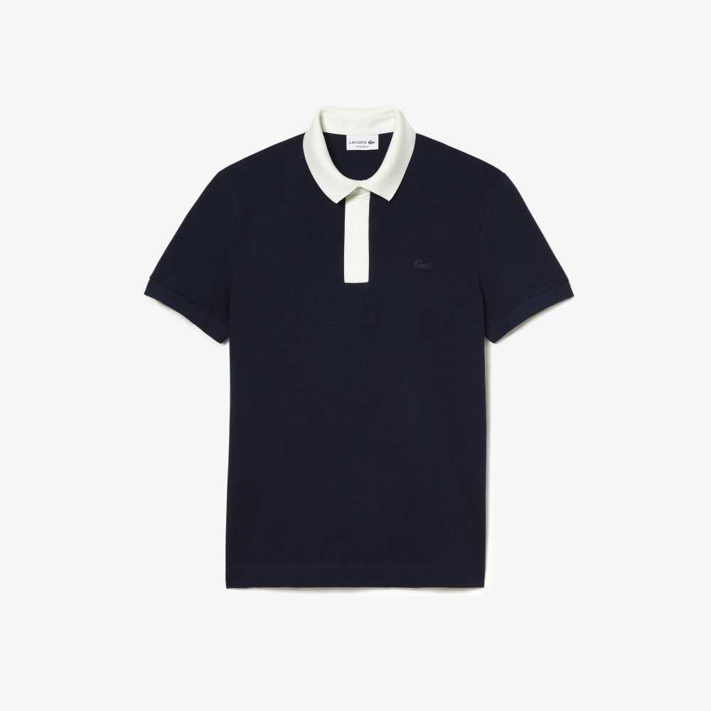 Lacoste Smart Paris Polo with cotton Petit Pique Navy Blue / White | XFI-439627