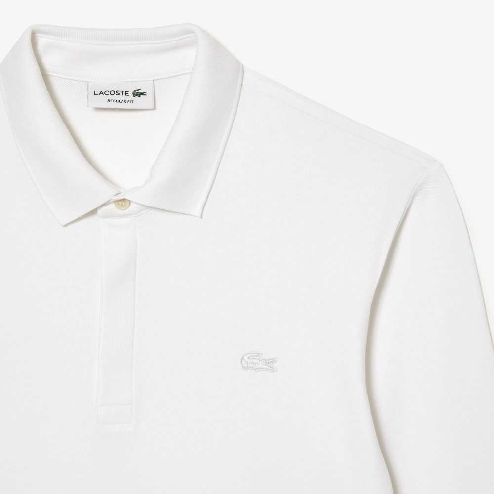 Lacoste Smart Paris long sleeve stretch cotton Polo White | CWM-610857