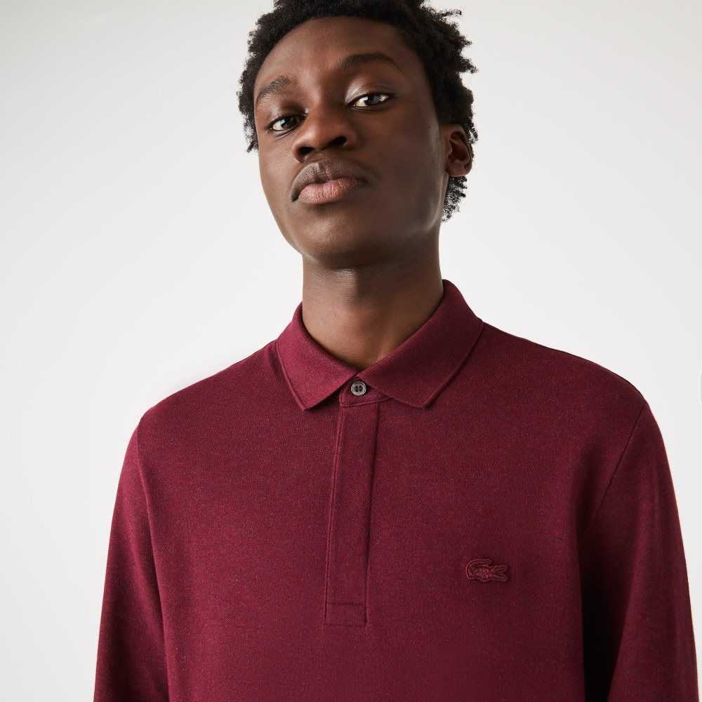 Lacoste Smart Paris long sleeve stretch cotton Polo Bordeaux | GQI-680321