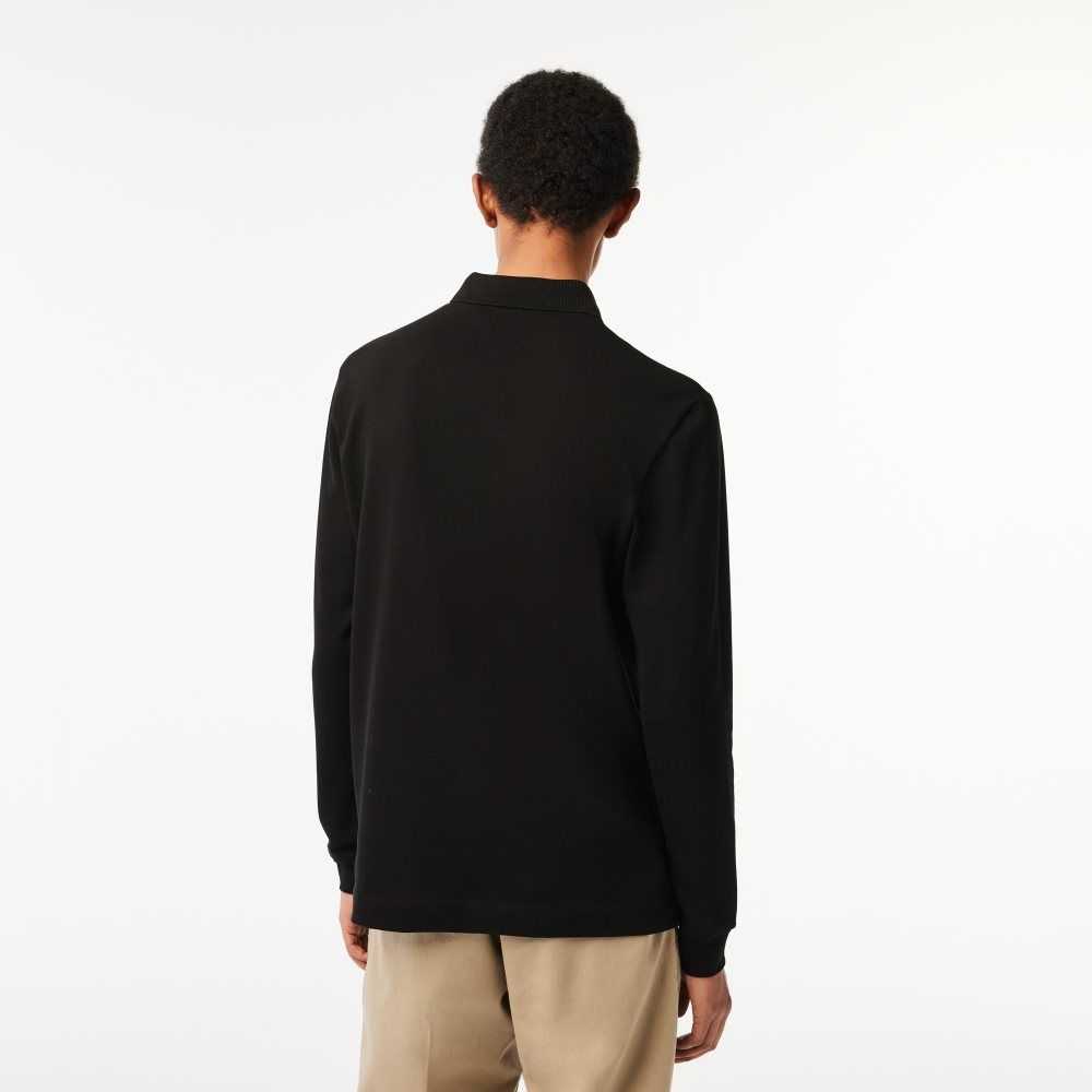 Lacoste Smart Paris long sleeve stretch cotton Polo Black | IPD-801465