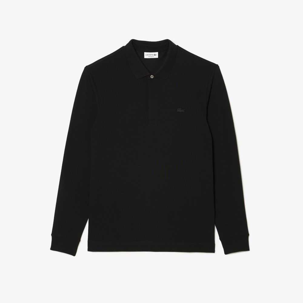 Lacoste Smart Paris long sleeve stretch cotton Polo Black | IPD-801465