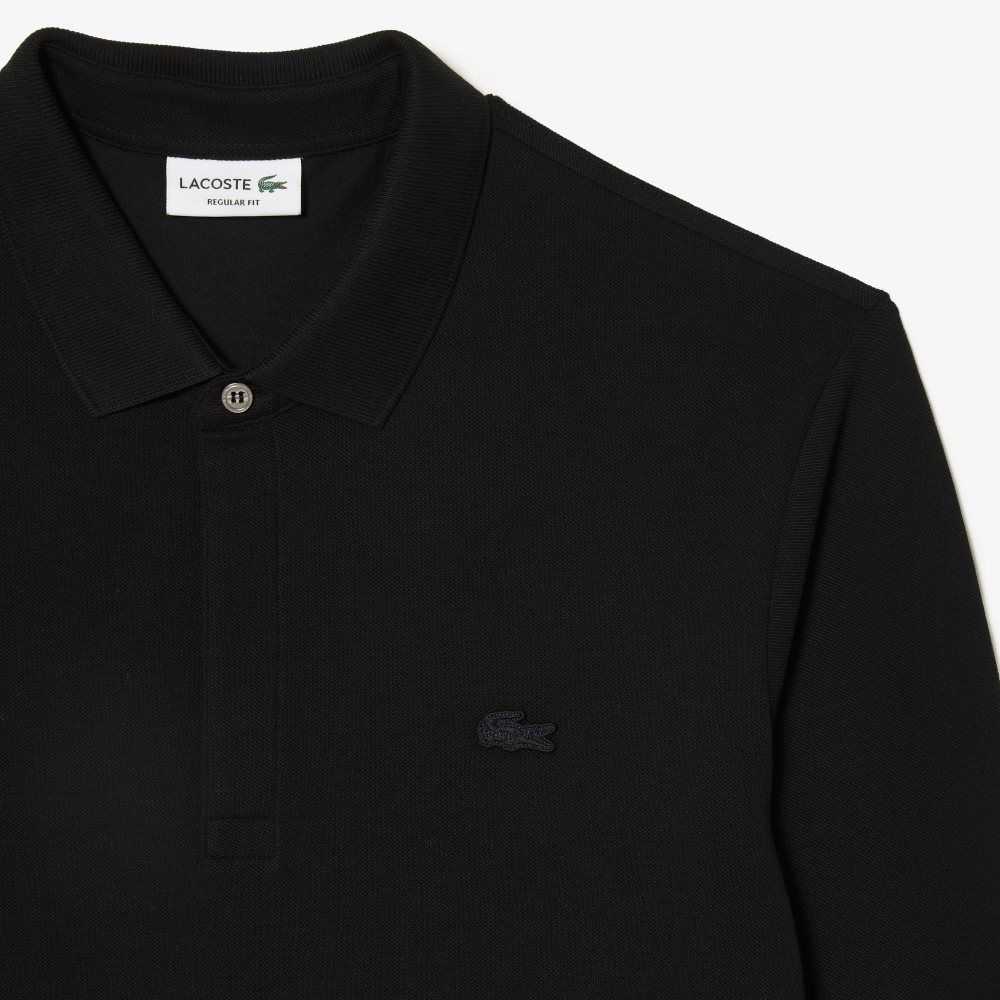 Lacoste Smart Paris long sleeve stretch cotton Polo Black | IPD-801465