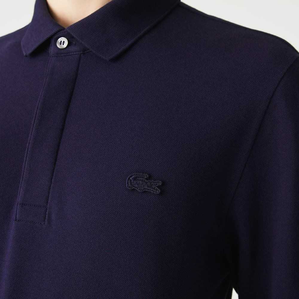 Lacoste Smart Paris long sleeve stretch cotton Polo Navy Blue | QKW-497263