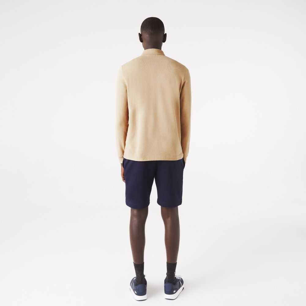 Lacoste Smart Paris long sleeve stretch cotton Polo Beige | ZOP-062815