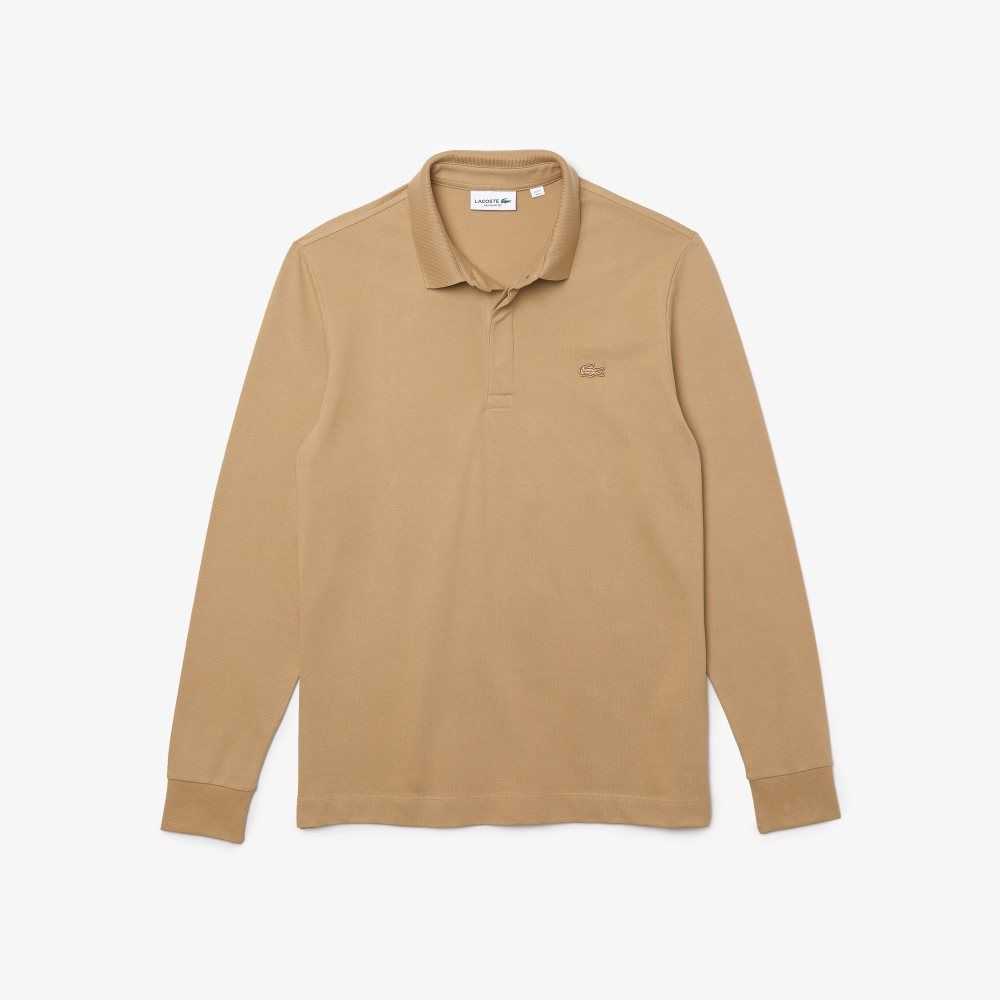 Lacoste Smart Paris long sleeve stretch cotton Polo Beige | ZOP-062815