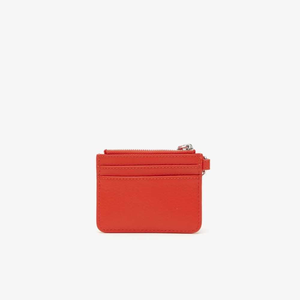 Lacoste Snap Hook Grained Leather Card Holder Corrida | AVY-064815