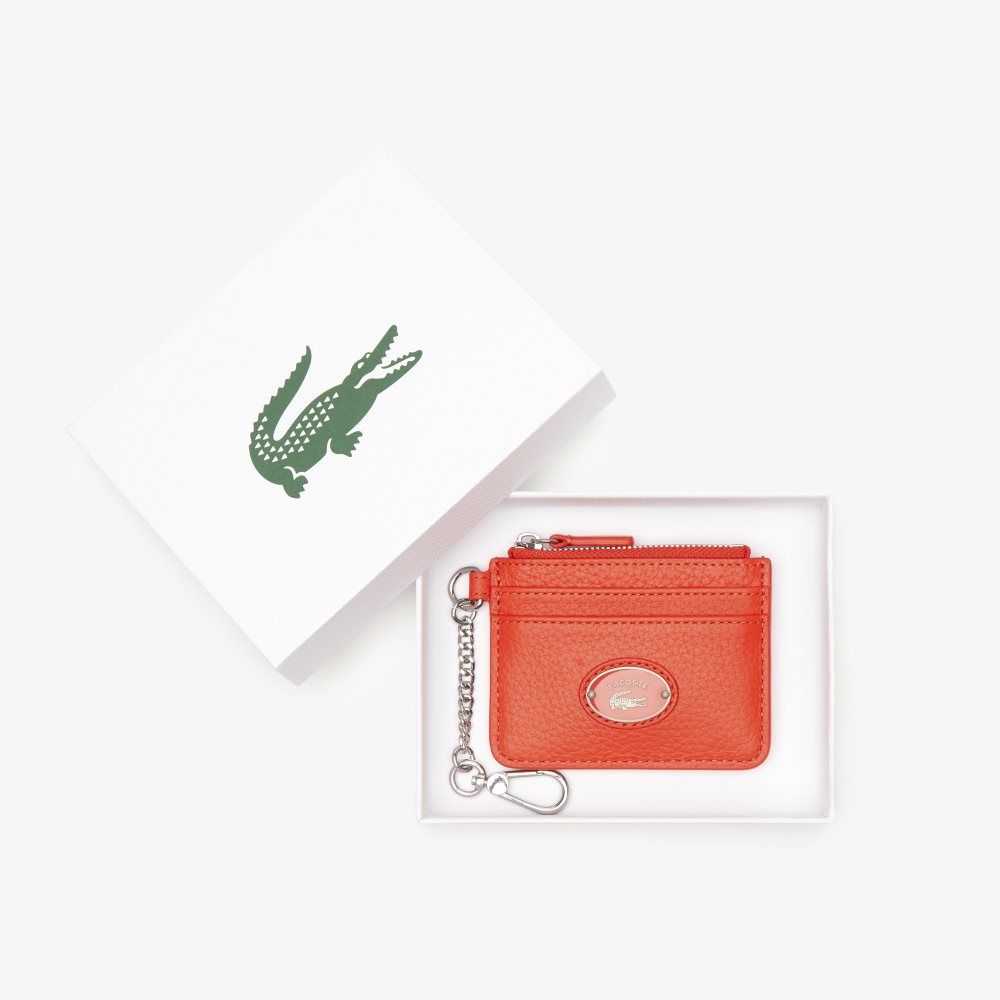 Lacoste Snap Hook Grained Leather Card Holder Corrida | AVY-064815