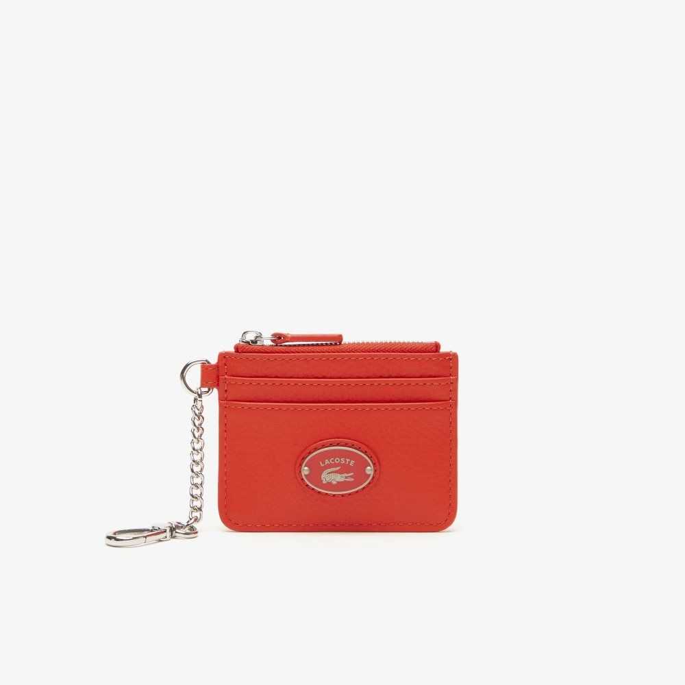 Lacoste Snap Hook Grained Leather Card Holder Corrida | AVY-064815