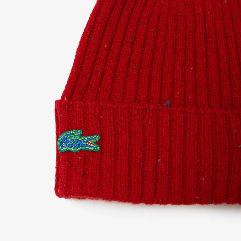 Lacoste Speckled Wool Beanie Red | BDE-810274