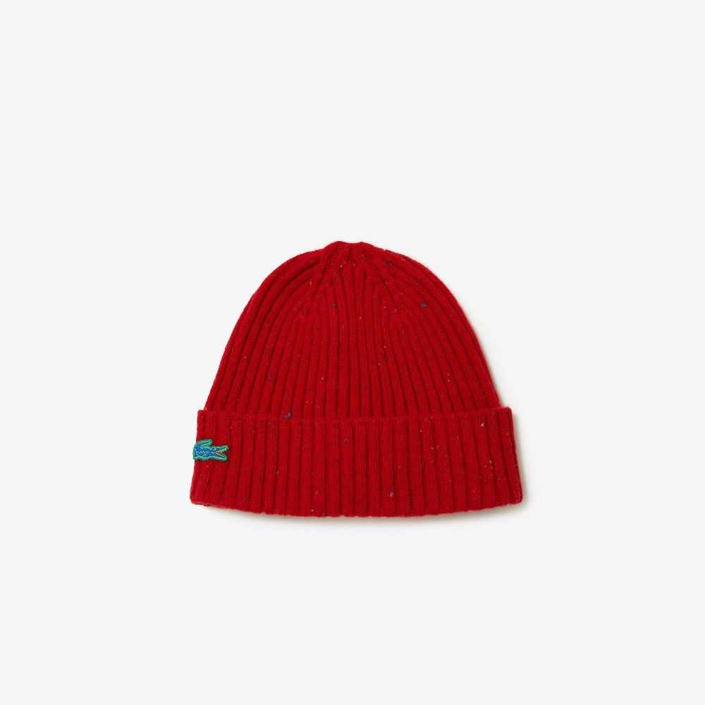 Lacoste Speckled Wool Beanie Red | BDE-810274