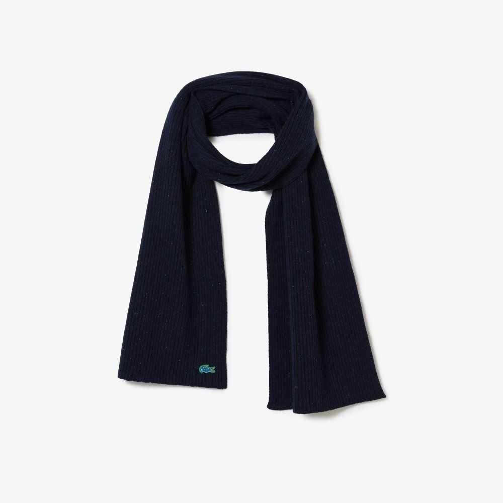 Lacoste Speckled Wool Scarf Navy Blue | IXP-634287