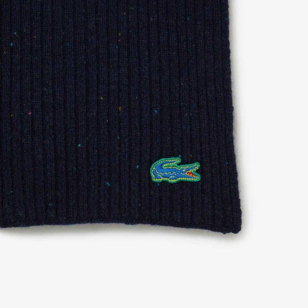 Lacoste Speckled Wool Scarf Navy Blue | IXP-634287