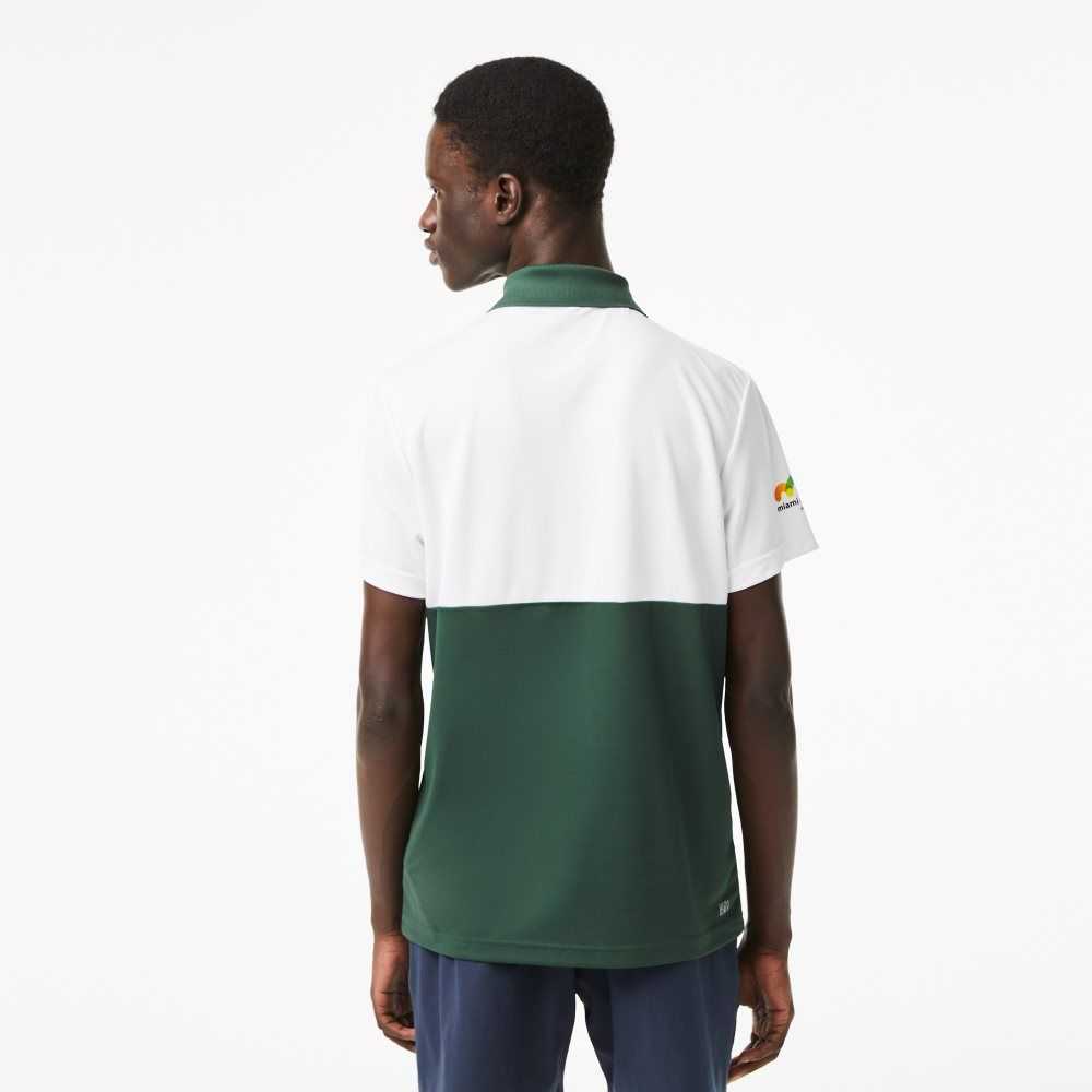 Lacoste Sport Miami Open Edition Stripe Polo White / Orange / Green | FPC-963128