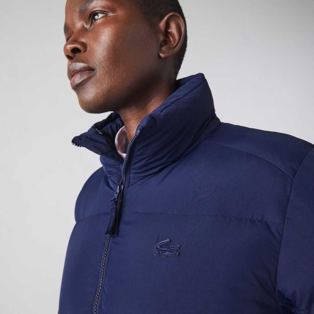 Lacoste Stowable Hood Padded Jacket Navy Blue | WDG-918543