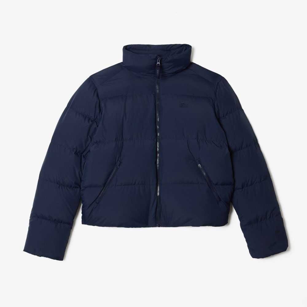 Lacoste Stowable Hood Padded Jacket Navy Blue | WDG-918543