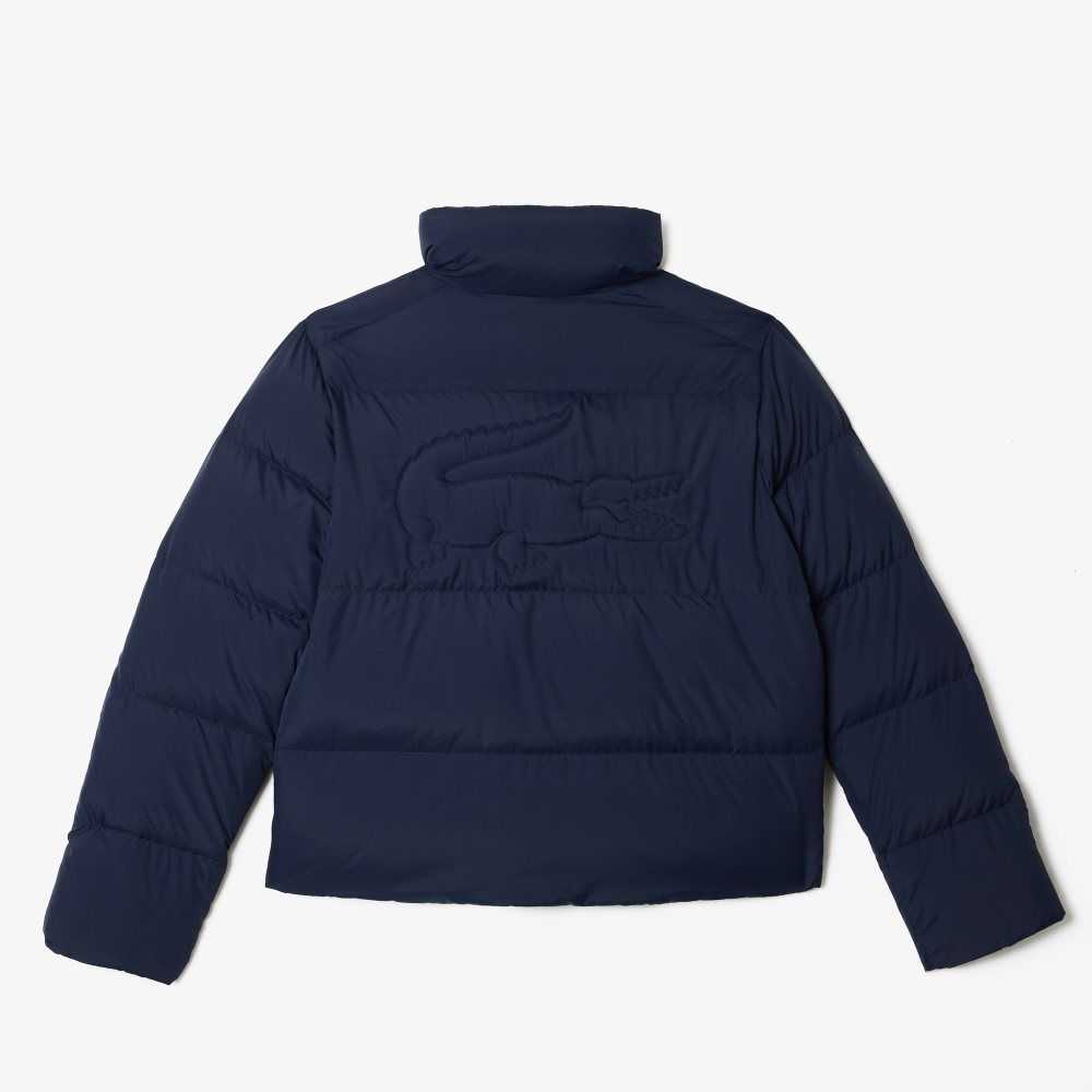 Lacoste Stowable Hood Padded Jacket Navy Blue | WDG-918543