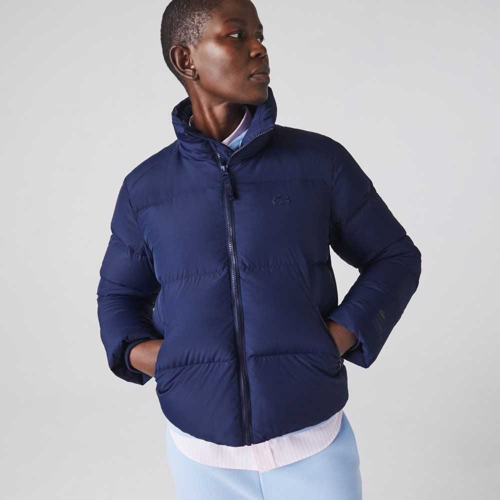 Lacoste Stowable Hood Padded Jacket Navy Blue | WDG-918543