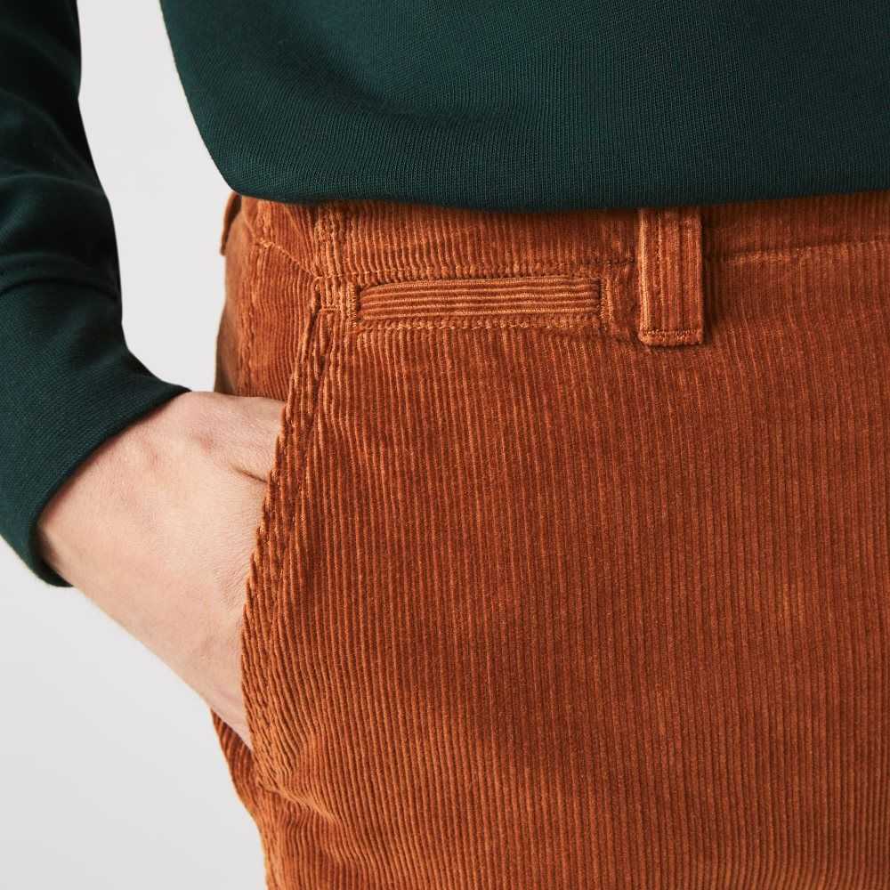 Lacoste Straight Fit Corduroy Chinos Brown | UXA-753106