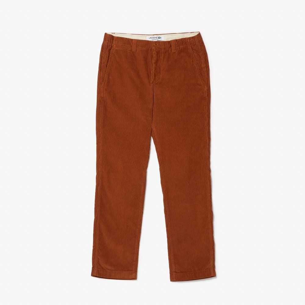 Lacoste Straight Fit Corduroy Chinos Brown | UXA-753106