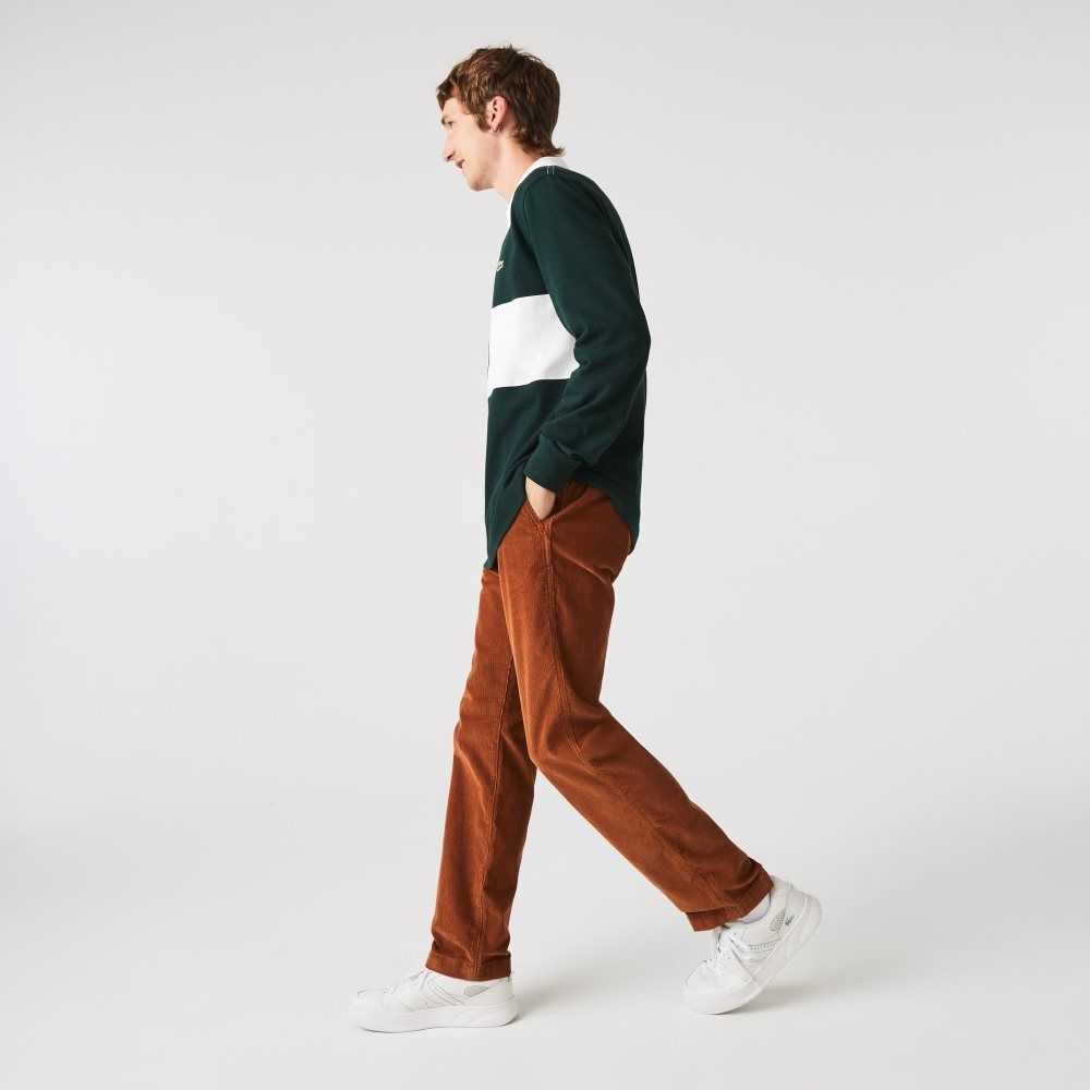 Lacoste Straight Fit Corduroy Chinos Brown | UXA-753106