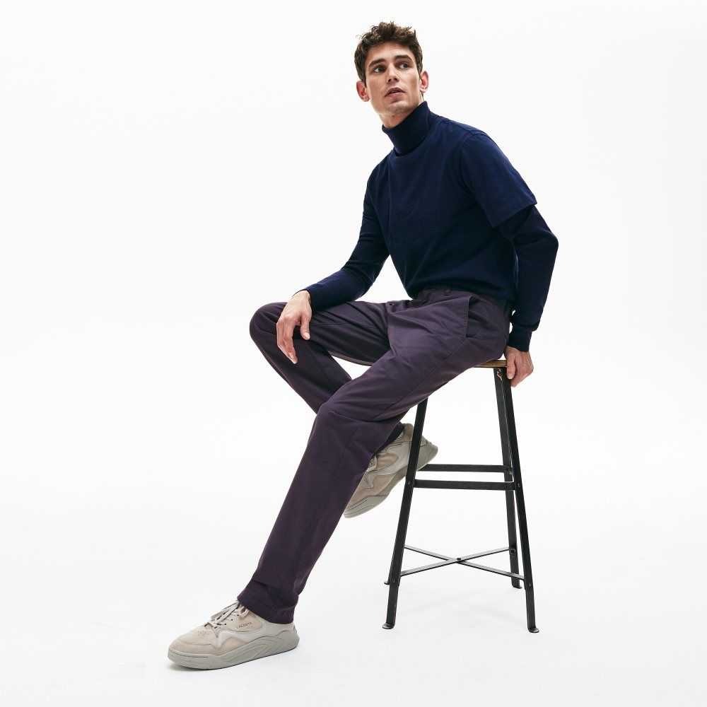 Lacoste Stretch Cotton Chino Pants Navy Blue | TCL-943507