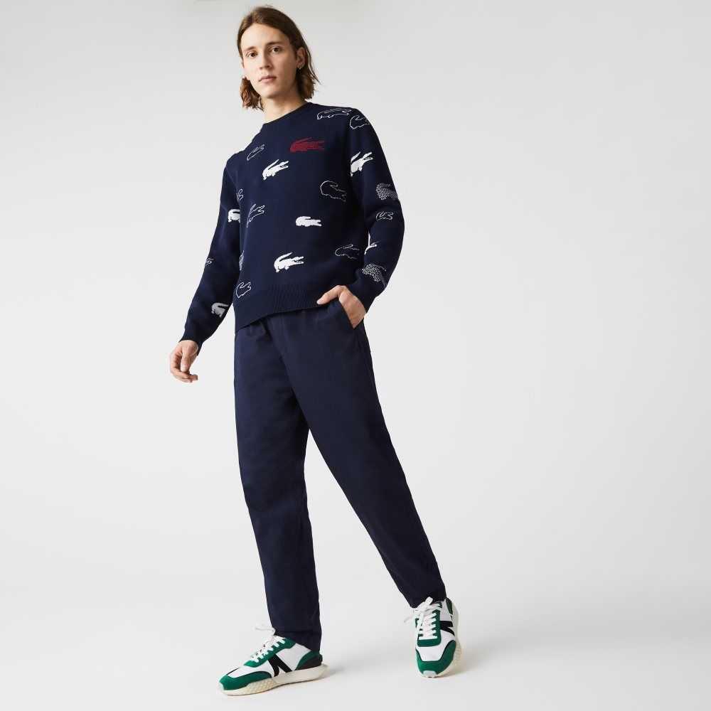 Lacoste Stretch Cotton Jogging Pants Navy Blue | HWE-382719