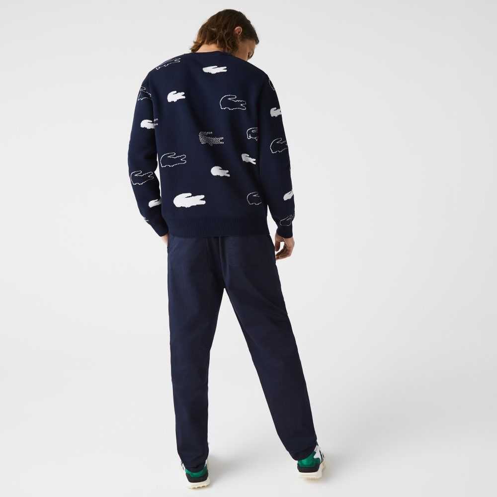 Lacoste Stretch Cotton Jogging Pants Navy Blue | HWE-382719