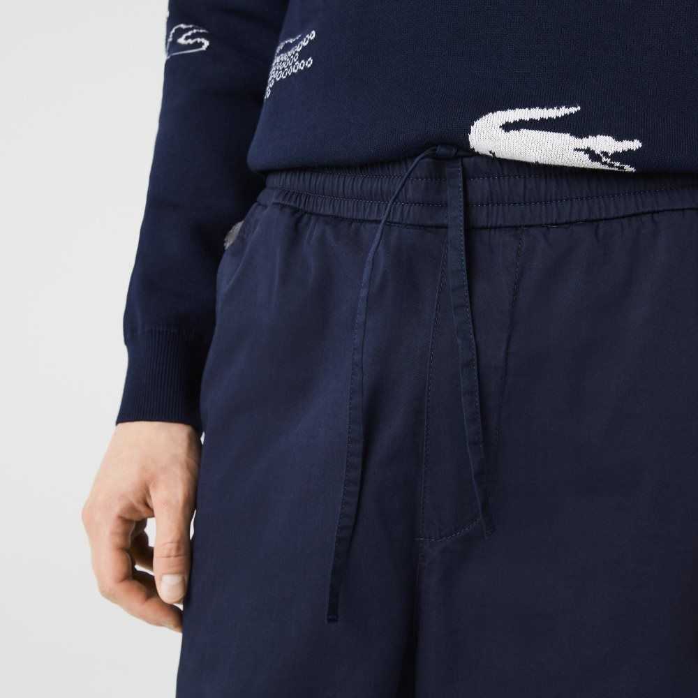 Lacoste Stretch Cotton Jogging Pants Navy Blue | HWE-382719