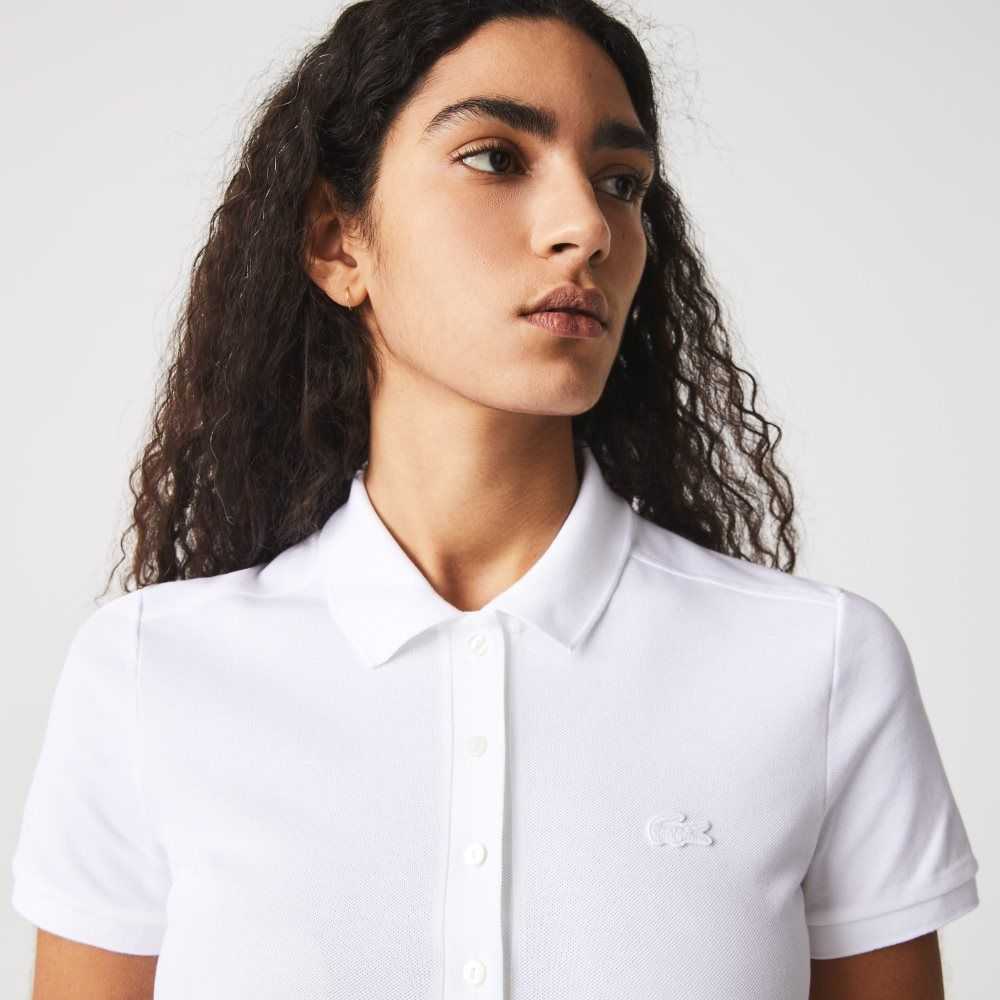 Lacoste Stretch Cotton Pique Polo Dress White | AUQ-498162