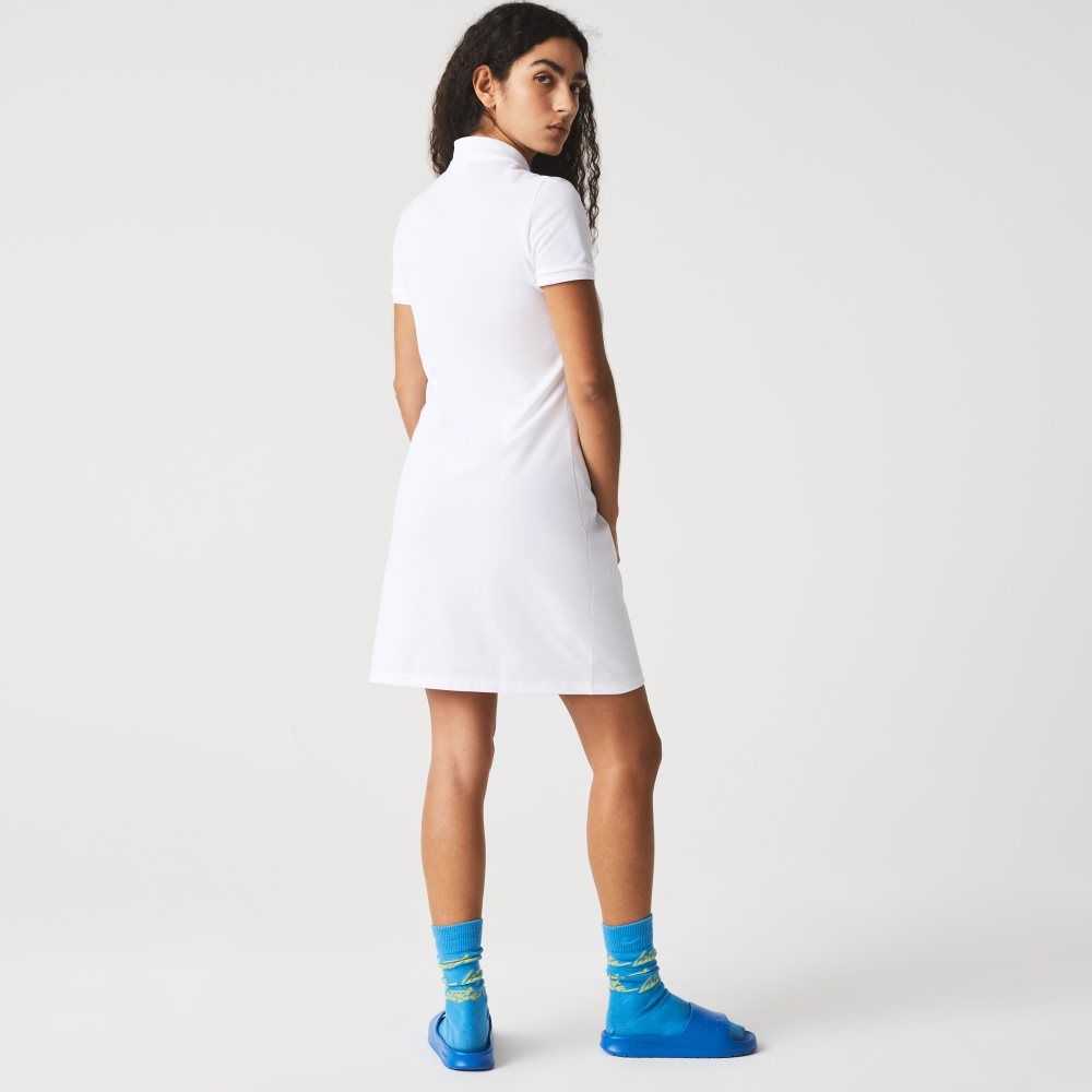 Lacoste Stretch Cotton Pique Polo Dress White | AUQ-498162