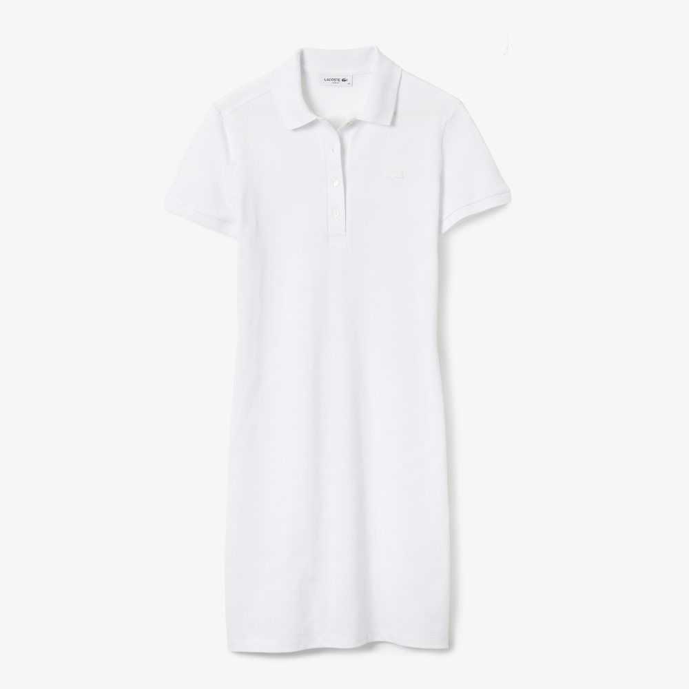 Lacoste Stretch Cotton Pique Polo Dress White | AUQ-498162