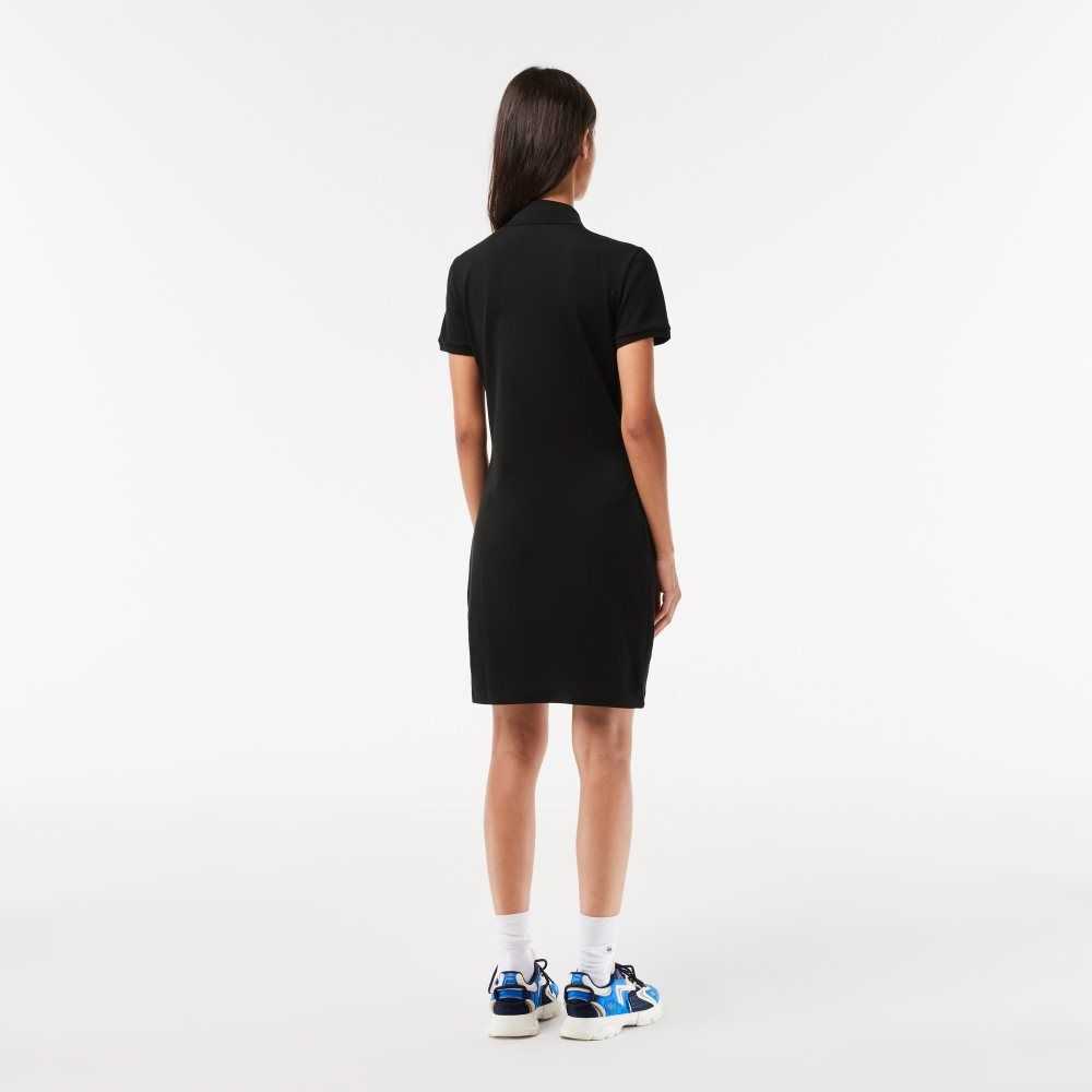 Lacoste Stretch Cotton Pique Polo Dress Black | BRK-632487