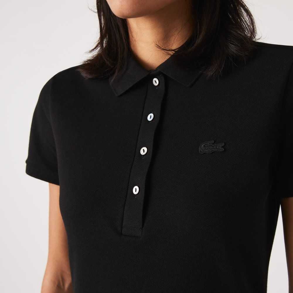 Lacoste Stretch Cotton Pique Polo Dress Black | BRK-632487