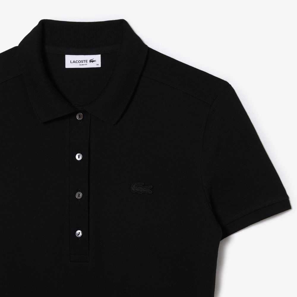 Lacoste Stretch Cotton Pique Polo Dress Black | BRK-632487